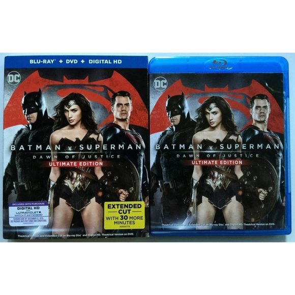 DC BATMAN SUPERMAN DAWN OF JUSTICE BLU RAY dvd movie 3 disc set - Picture 1 of 5
